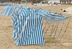 Blue and white striped tents