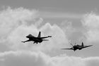 F-16 and Spitfire in formation
