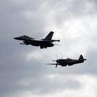 F-16 and Spitfire in formation