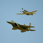 F-15C Eagle and P-51D Mustang in formation