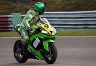 Lee Chisnall (LC Racing Kawasaki) during Maxxis British Supersport qualifying session