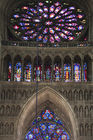 Stained glass inside Reims cathedral