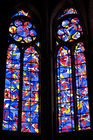 Stained glass inside Reims cathedral