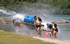 Team-building exercise on Lake Tikitapu (Blue Lake)