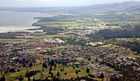 Panoramic view of city alongside Lake Rotorua