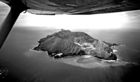 View of volcanic island from the air