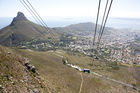 View from the cable car descending Table Mountain