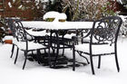 Garden furniture in the snow