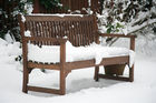 A bench in the snow