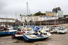 Tenby harbour at low tide